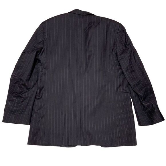 Lauren Ralph Lauren x Macys Sz 44L 100% wool stripe suit blazer jacket navy - Picture 2 of 9
